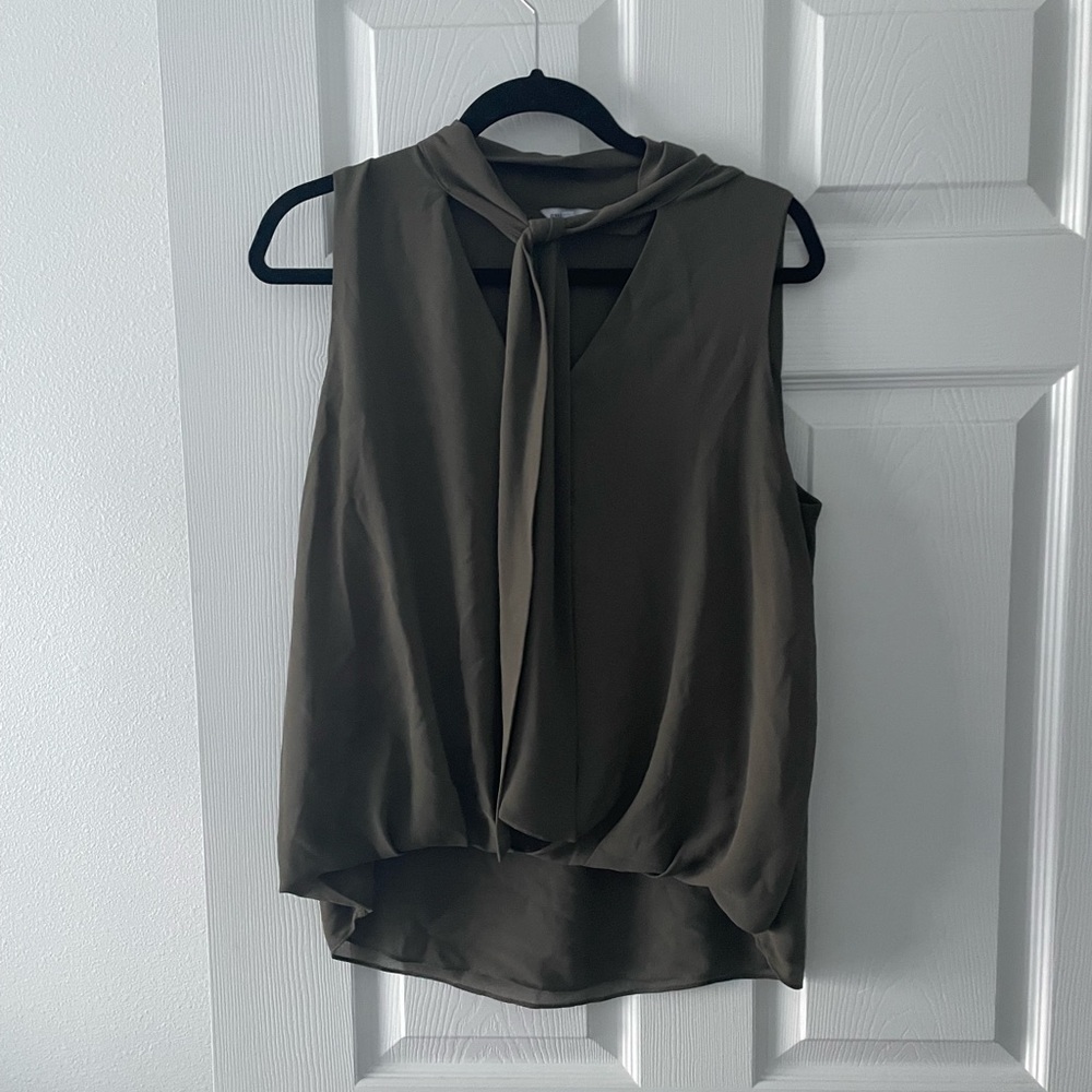 Naked Zebra Olive Tie-Front Blouse